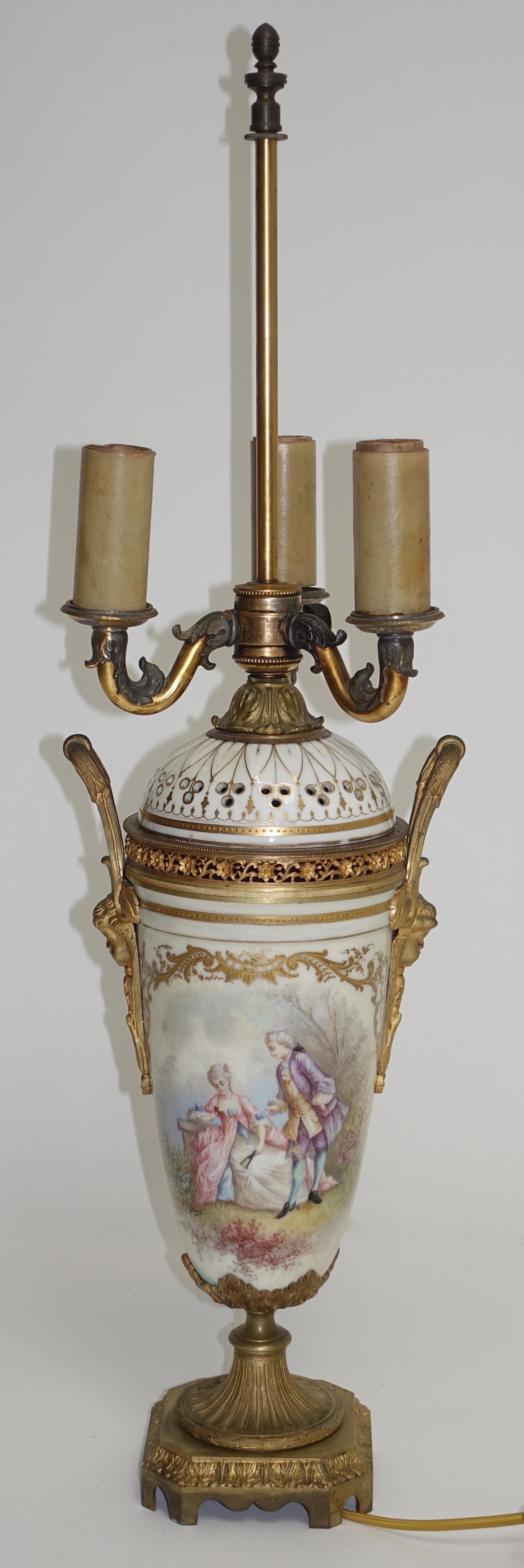 19th Century Sèvres Porcelain and Ormolu Covered Urn/Lamp 2