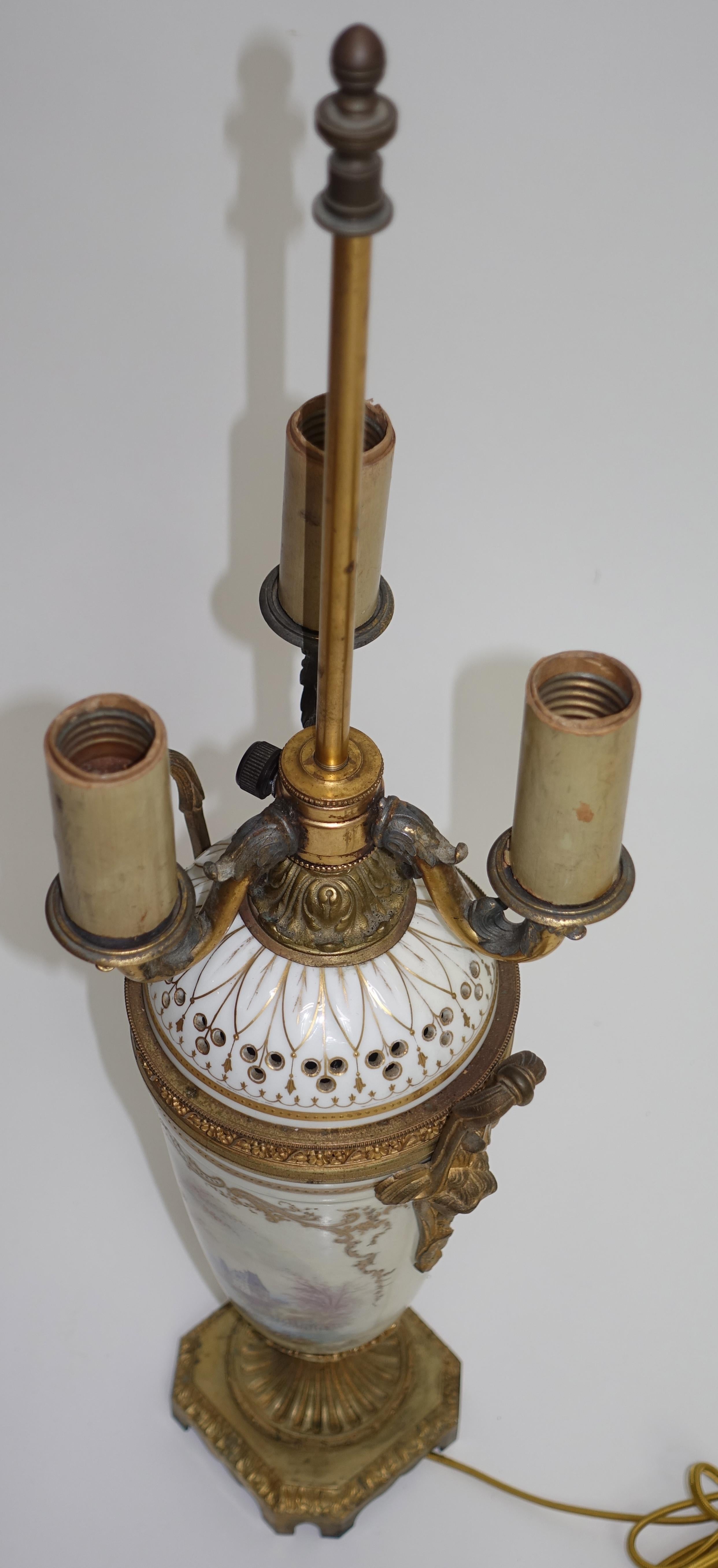 19th Century Sèvres Porcelain and Ormolu Covered Urn/Lamp 4