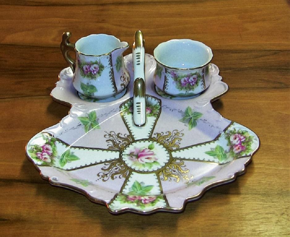 19th Century Sevres Porcelain High Tea Set and Tray In Good Condition In Dallas, TX