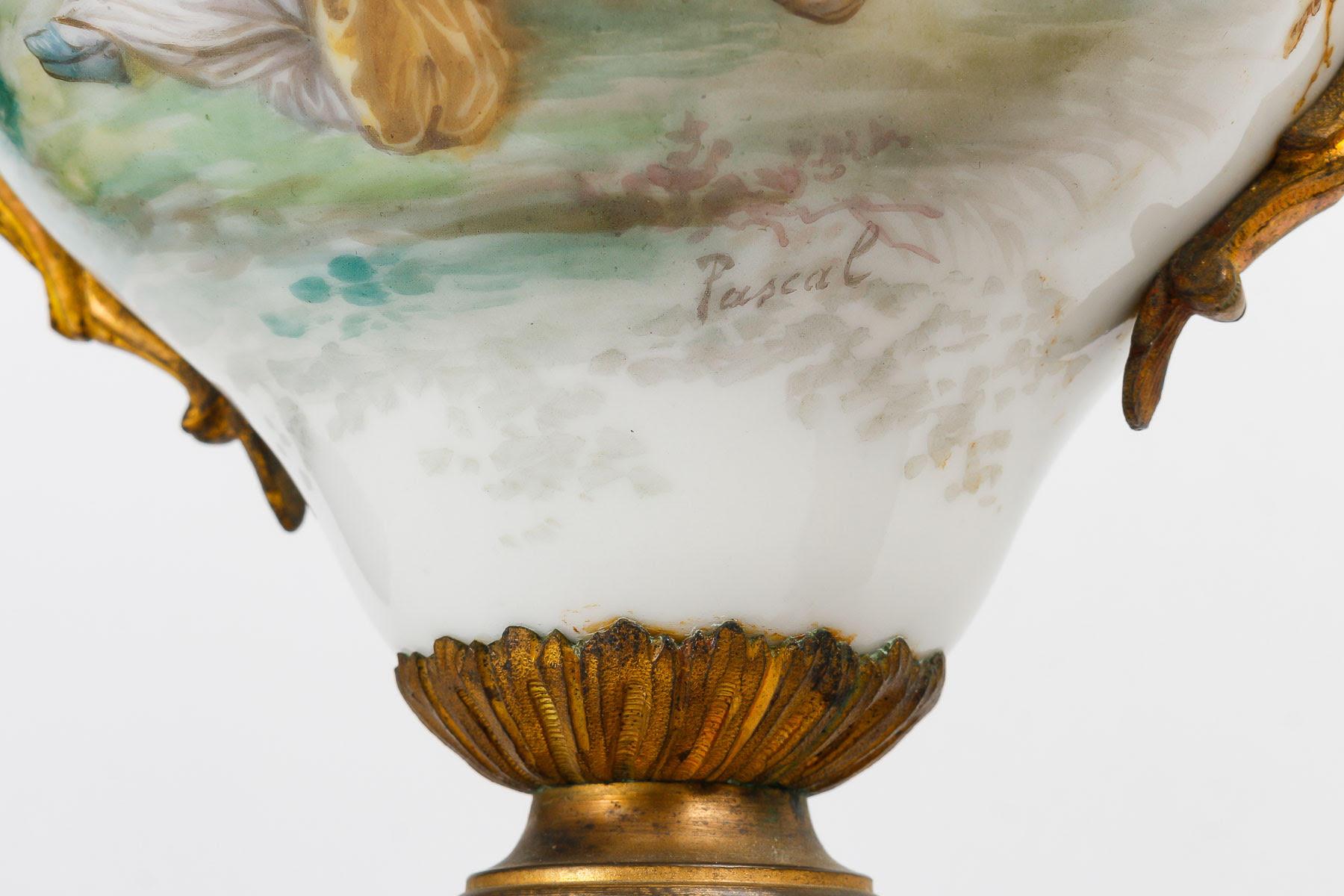 Gilt 19th Century Sèvres Porcelain Mantel Set. For Sale