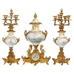 19th Century Sèvres Porcelain Mantel Set.