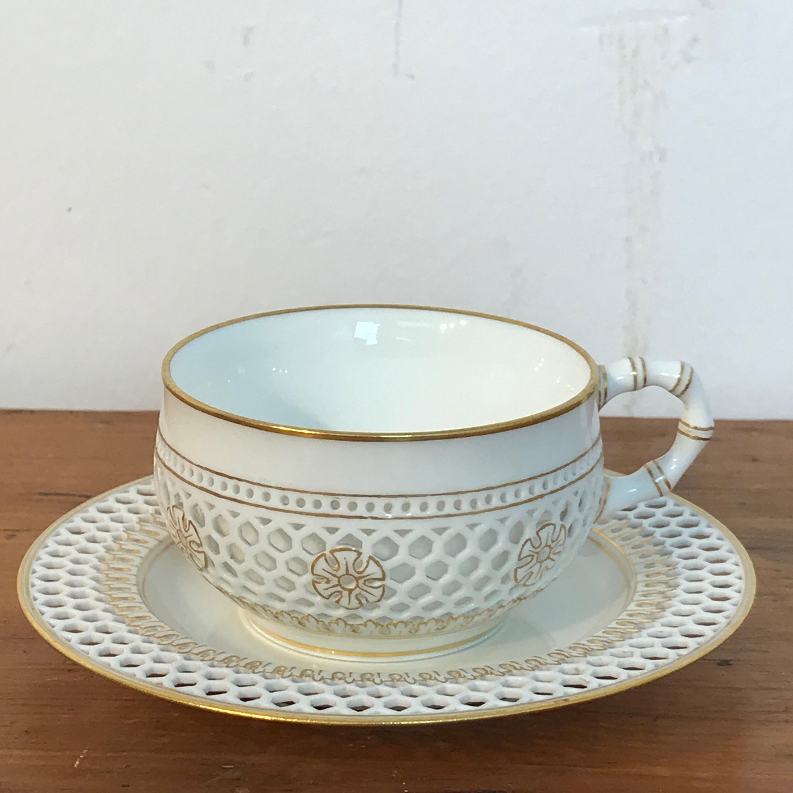 19th Century Sevres Reticulated Cup and Saucer 6