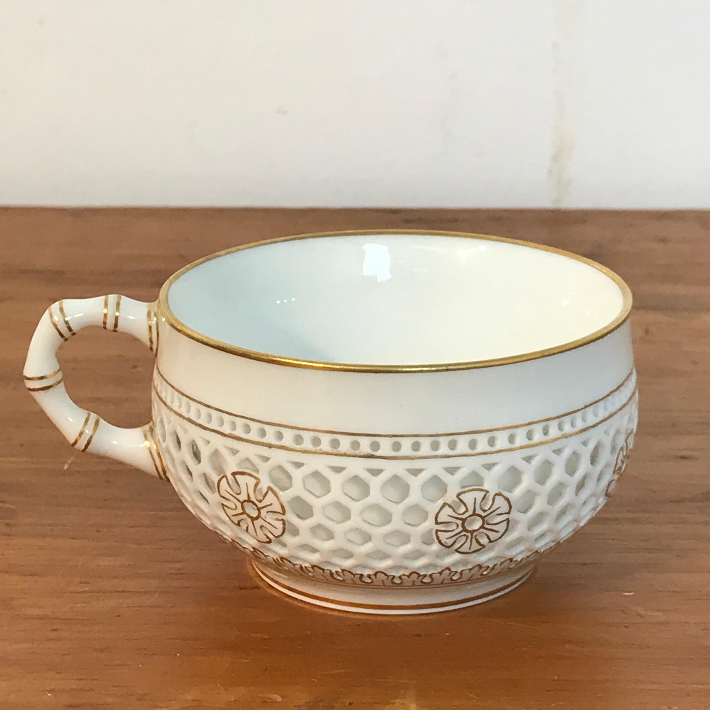 19th Century Sevres Reticulated Cup and Saucer 9