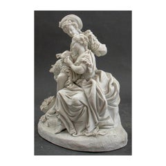 19th Century Sevres Style Bisque Porcelain Figural Pastoral Group