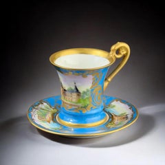 19th Century, Sèvres Style, Fine French Hand-Painted Porcelain Cup & Saucer