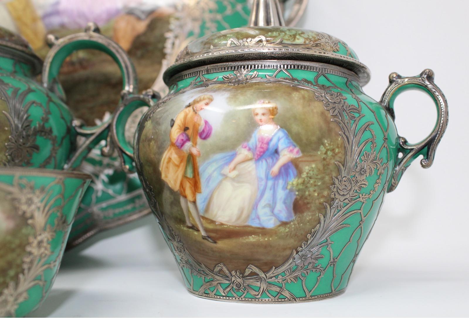 Other 19th Century Sevres-Style Green Tea-Set - French