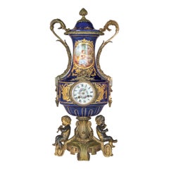 19th Century Sèvres Style Ormolu-Mounted Porcelain Figural Clockset