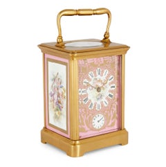 Rococo Style Sevres Style Porcelain and Ormolu Carriage Clock