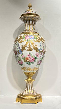 19th Century Sevres Style Porcelain Bronze Portrait Vase After Angelo Asti