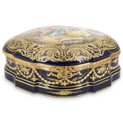 19th Century Sevres Style Porcelain Dresser Box / Jewelry Casket
