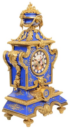 19th Century Sevres Style Porcelain Mantel Clock
