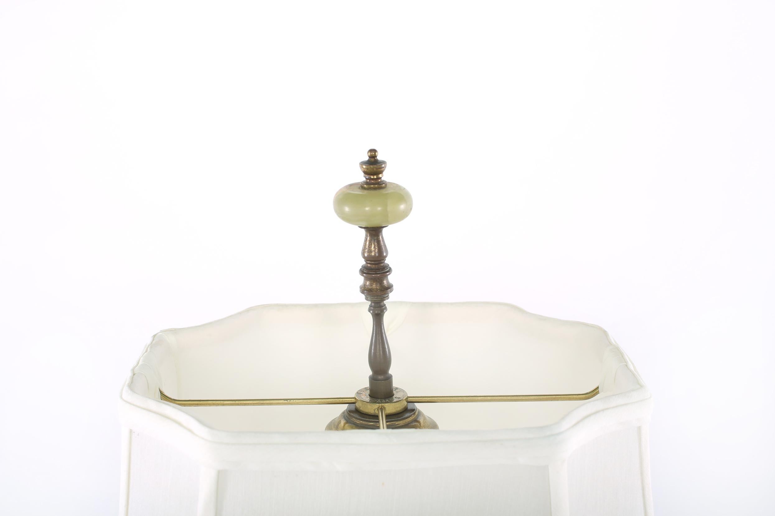 Gilt 19th Century Sevres Style Porcelain / Onyx Base Table Lamps For Sale