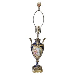 19th Century Sevres Type Painted Gilt Porcelain & Ormolu Mounted Vase Table Lamp