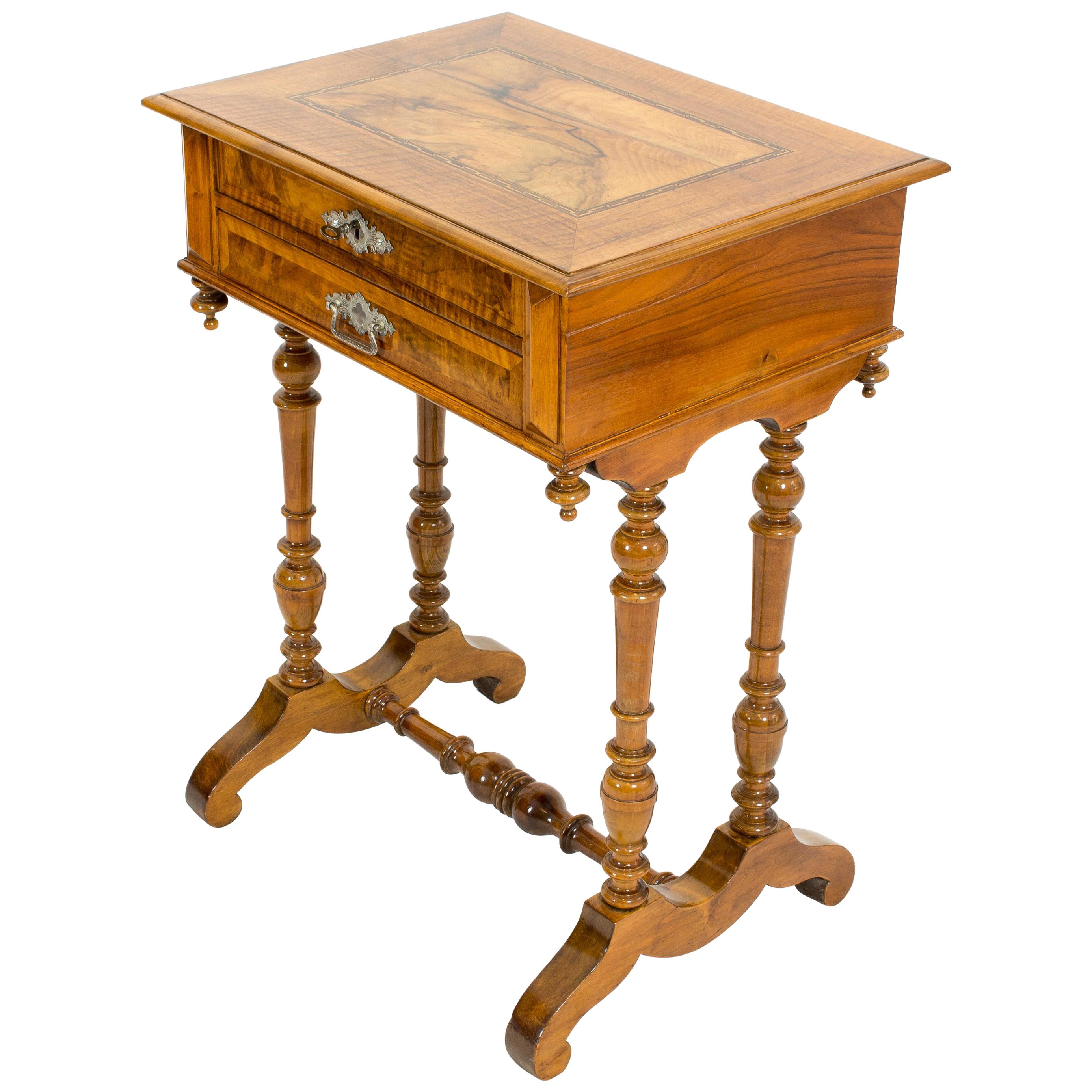 19th Century Sewing or Side Table Made of Walnut