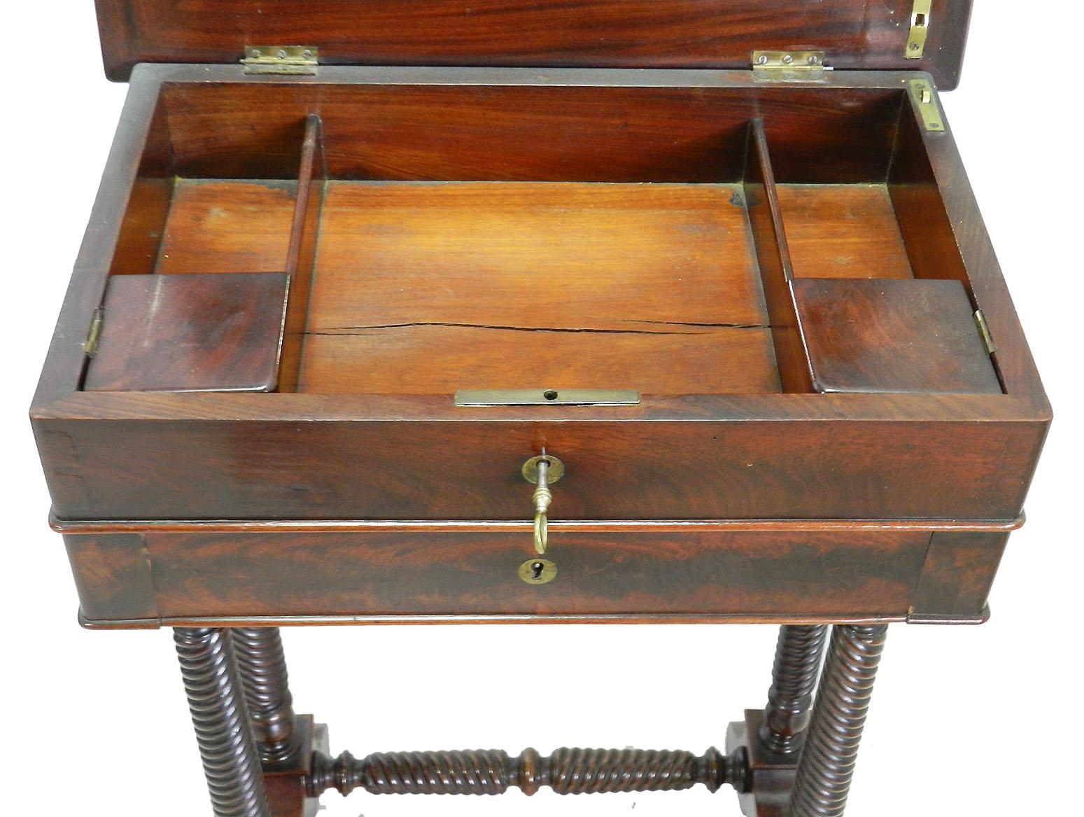 French 19th Century Sewing Table Louis Philippe Exotic Wood Escritoire and Work Table
