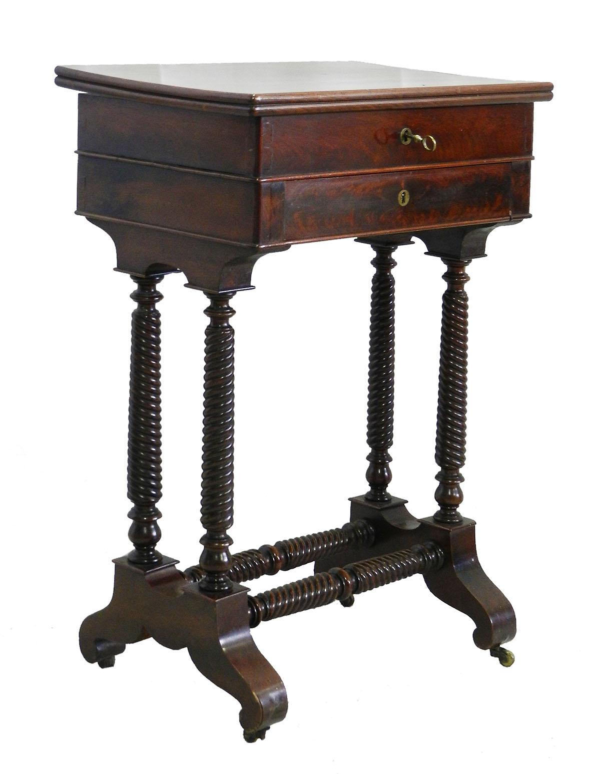 19th Century Sewing Table Louis Philippe Exotic Wood Escritoire and Work Table 2