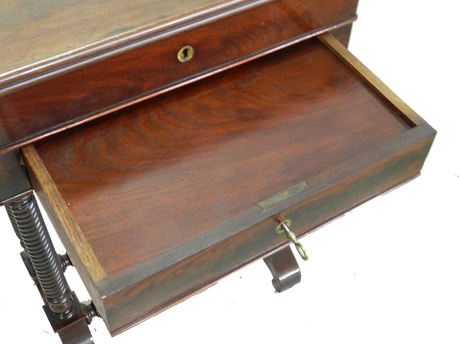 19th Century Sewing Table Louis Philippe Exotic Wood Escritoire and Work Table 4