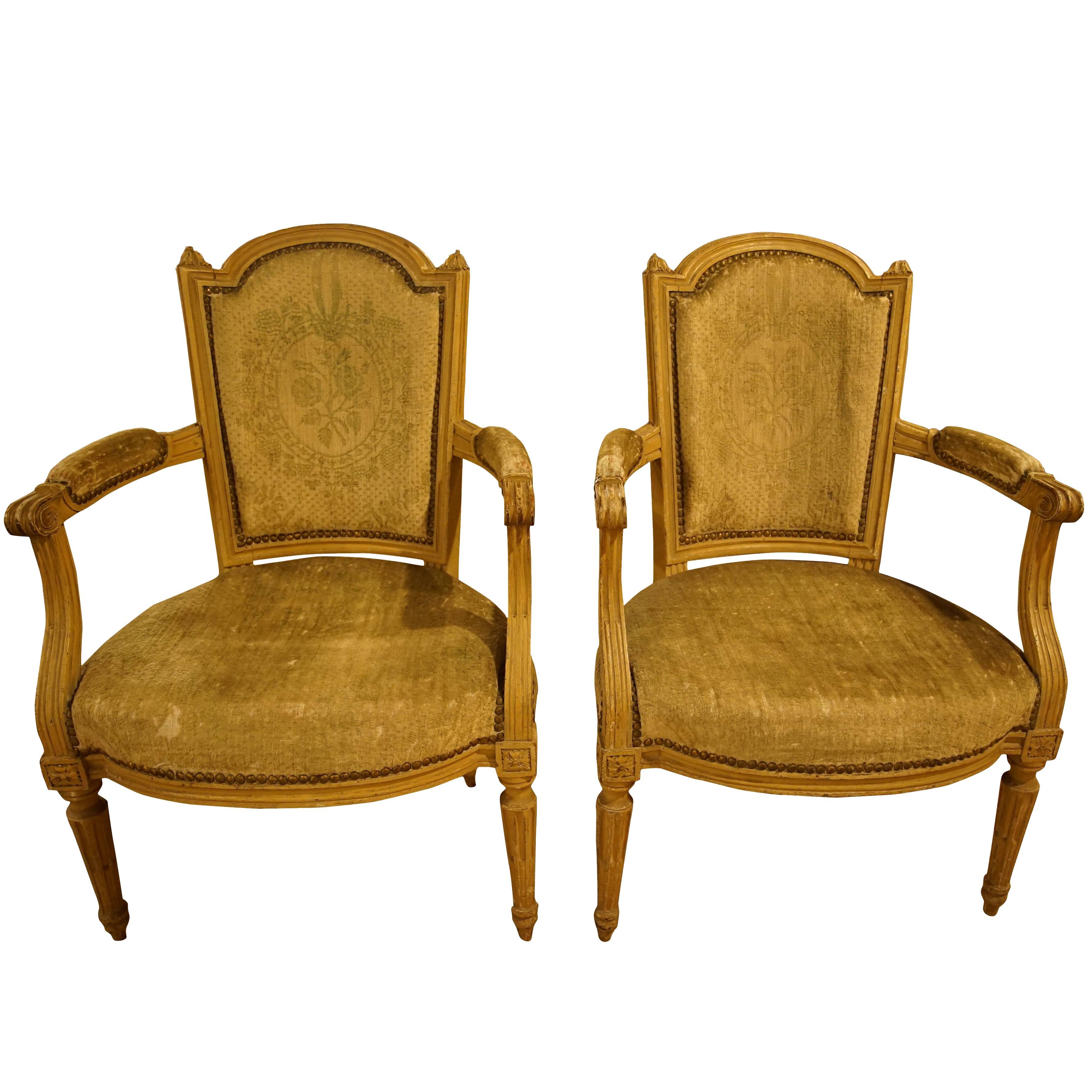 19th Century Shabby Chic French Salon Chairs For Sale