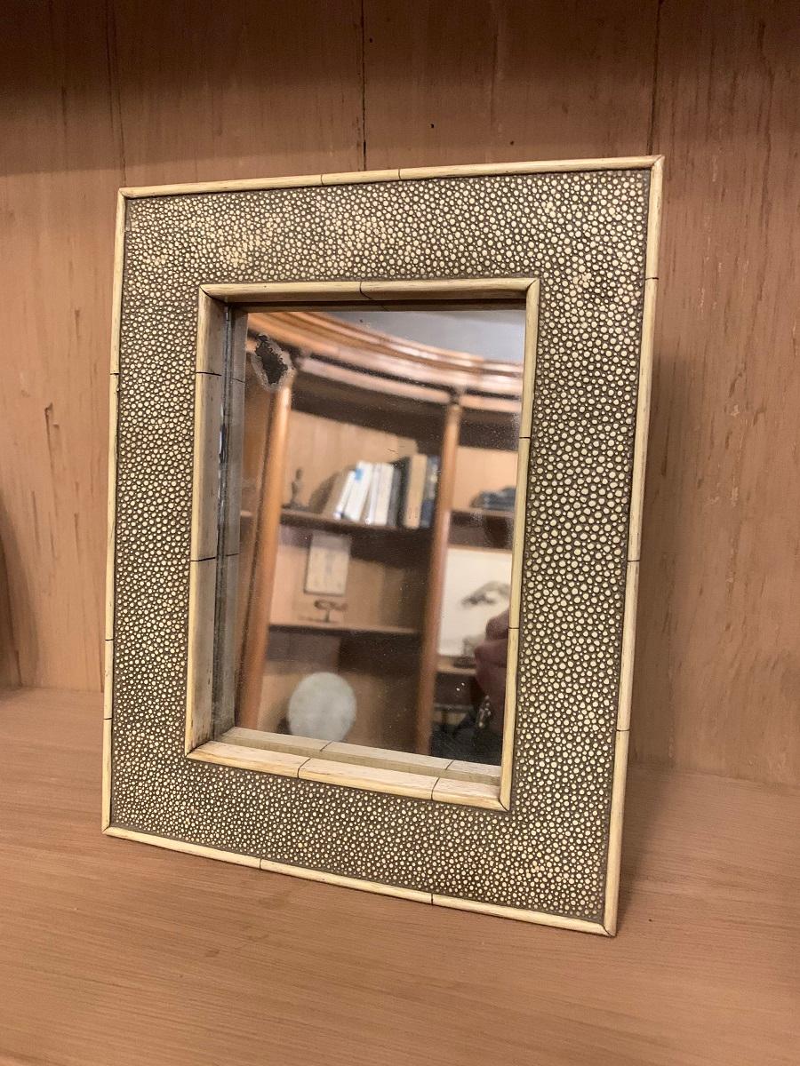 19th Century Shagreen and Bone Mirror For Sale 2