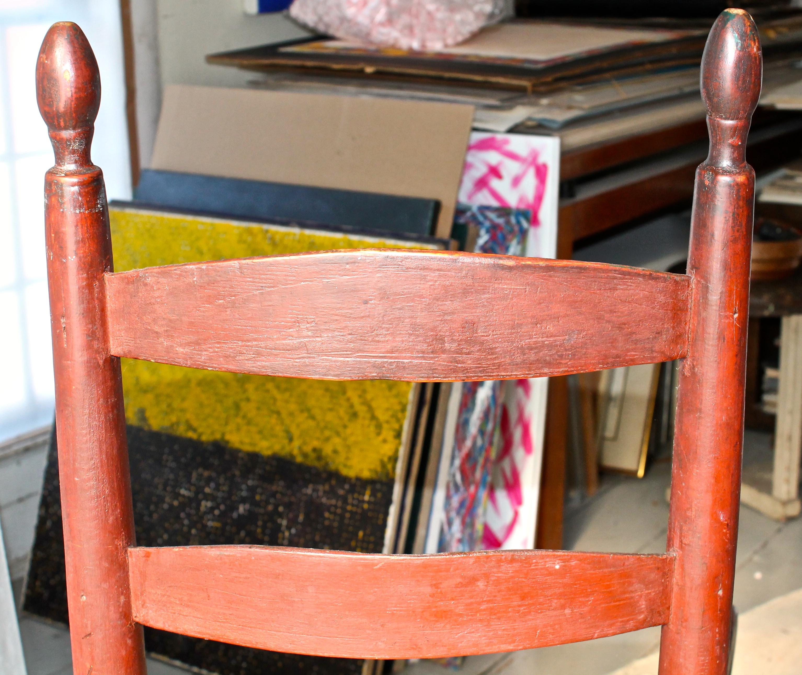 19th Century Shaker Rocker Old Red Paint Surface 2