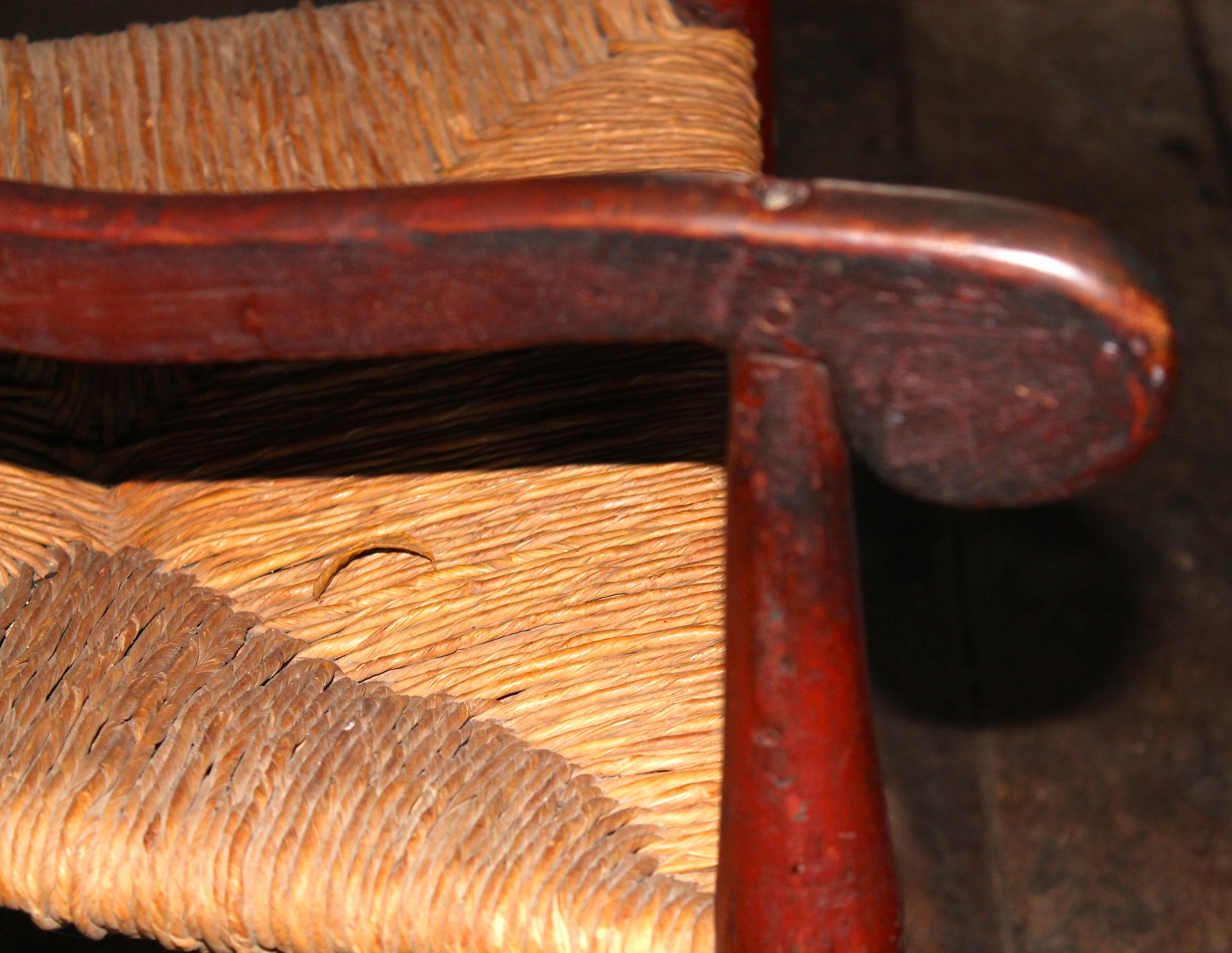 19th Century Shaker Rocker Old Red Paint Surface 4