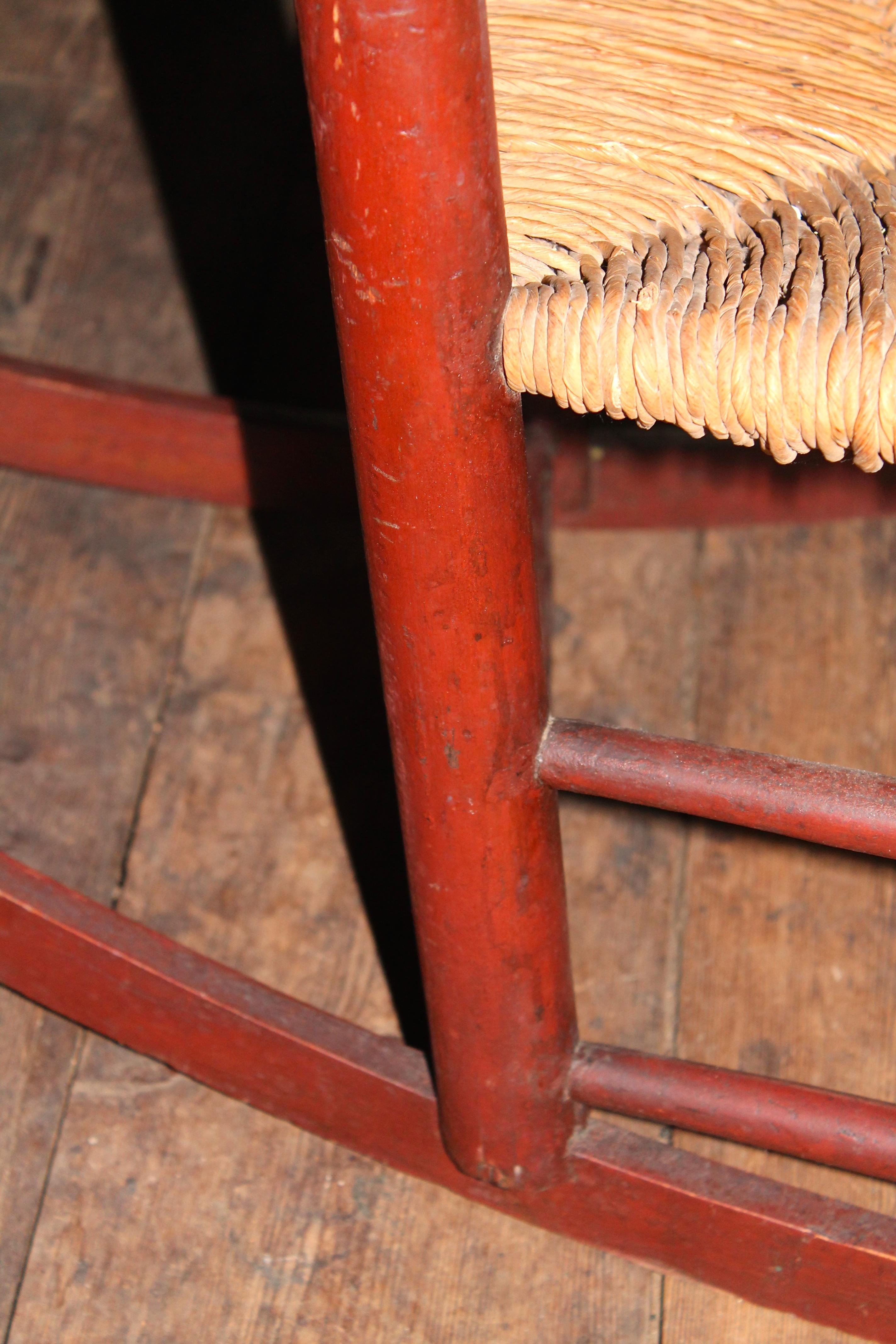 19th Century Shaker Rocker Old Red Paint Surface 5