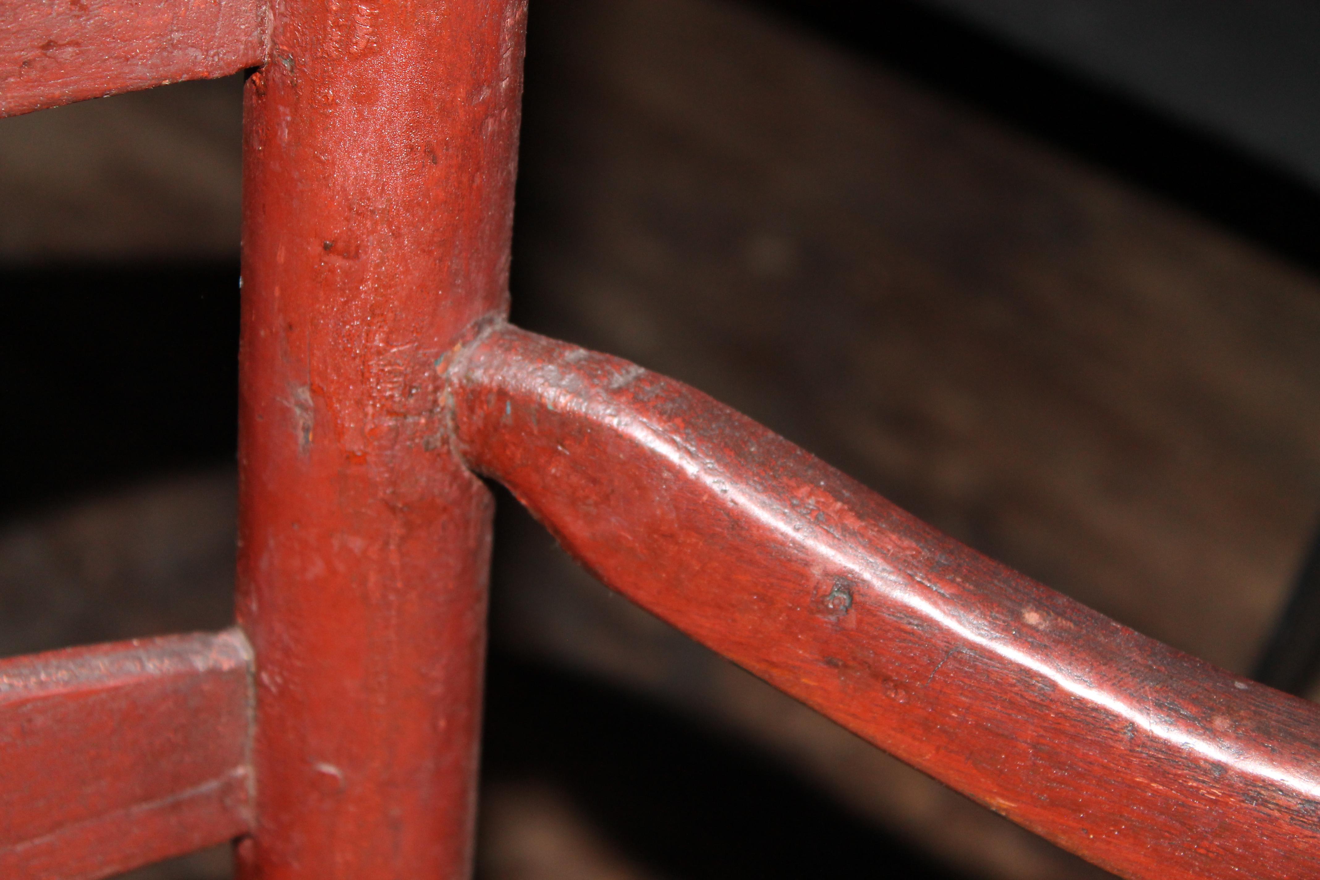 19th Century Shaker Rocker Old Red Paint Surface 7