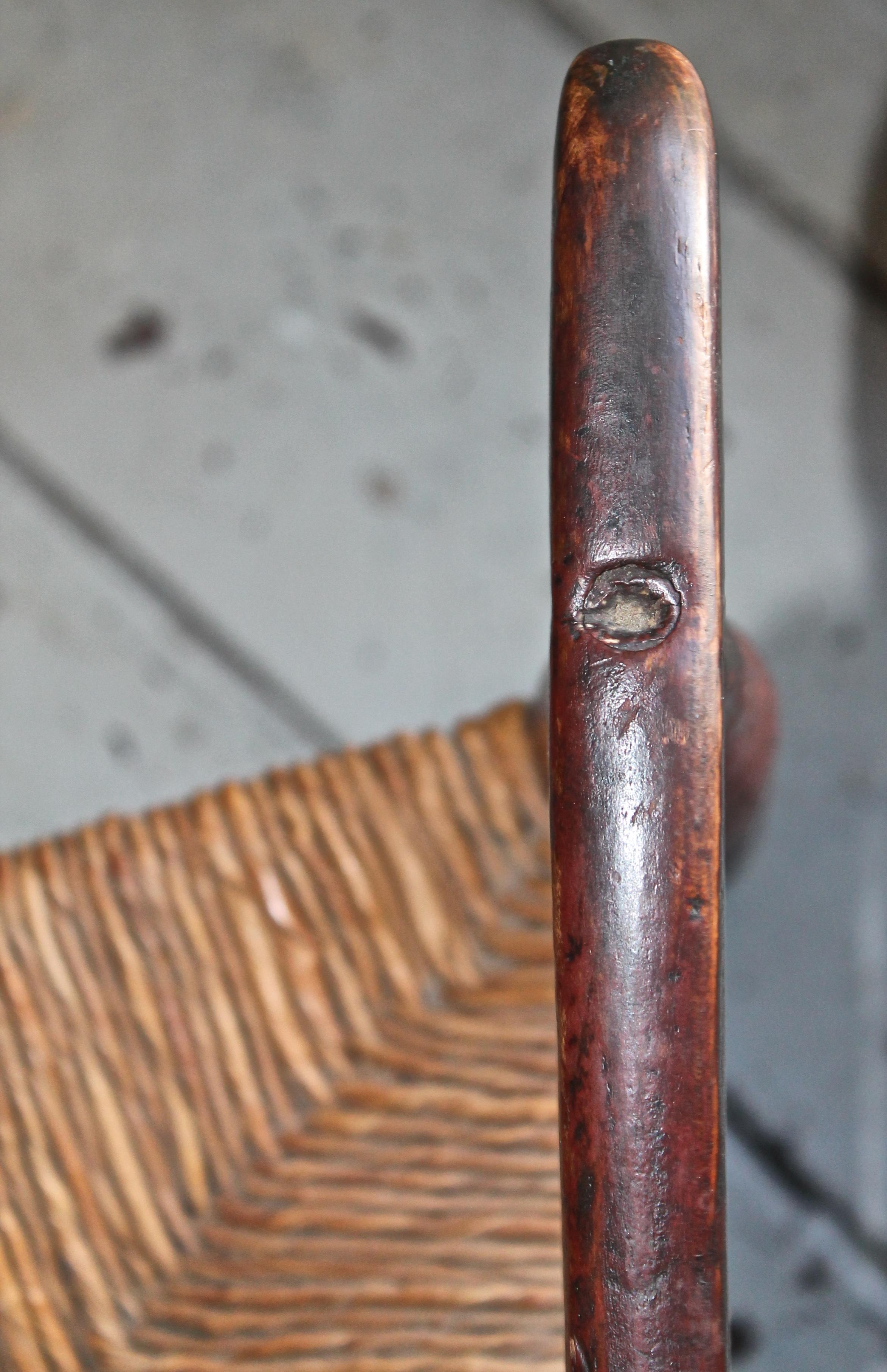 19th Century Shaker Rocker Old Red Paint Surface 9