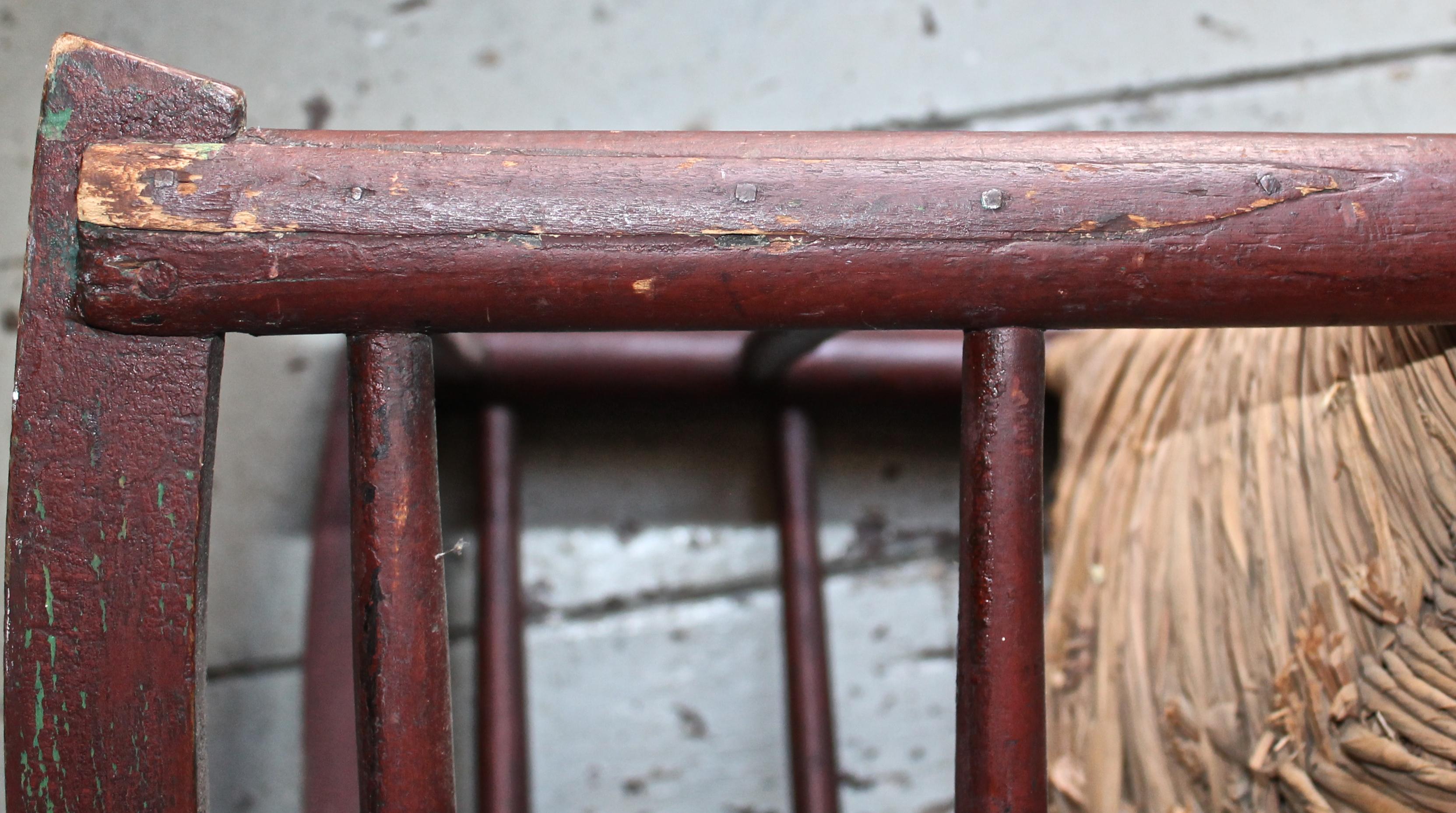 19th Century Shaker Rocker Old Red Paint Surface 11