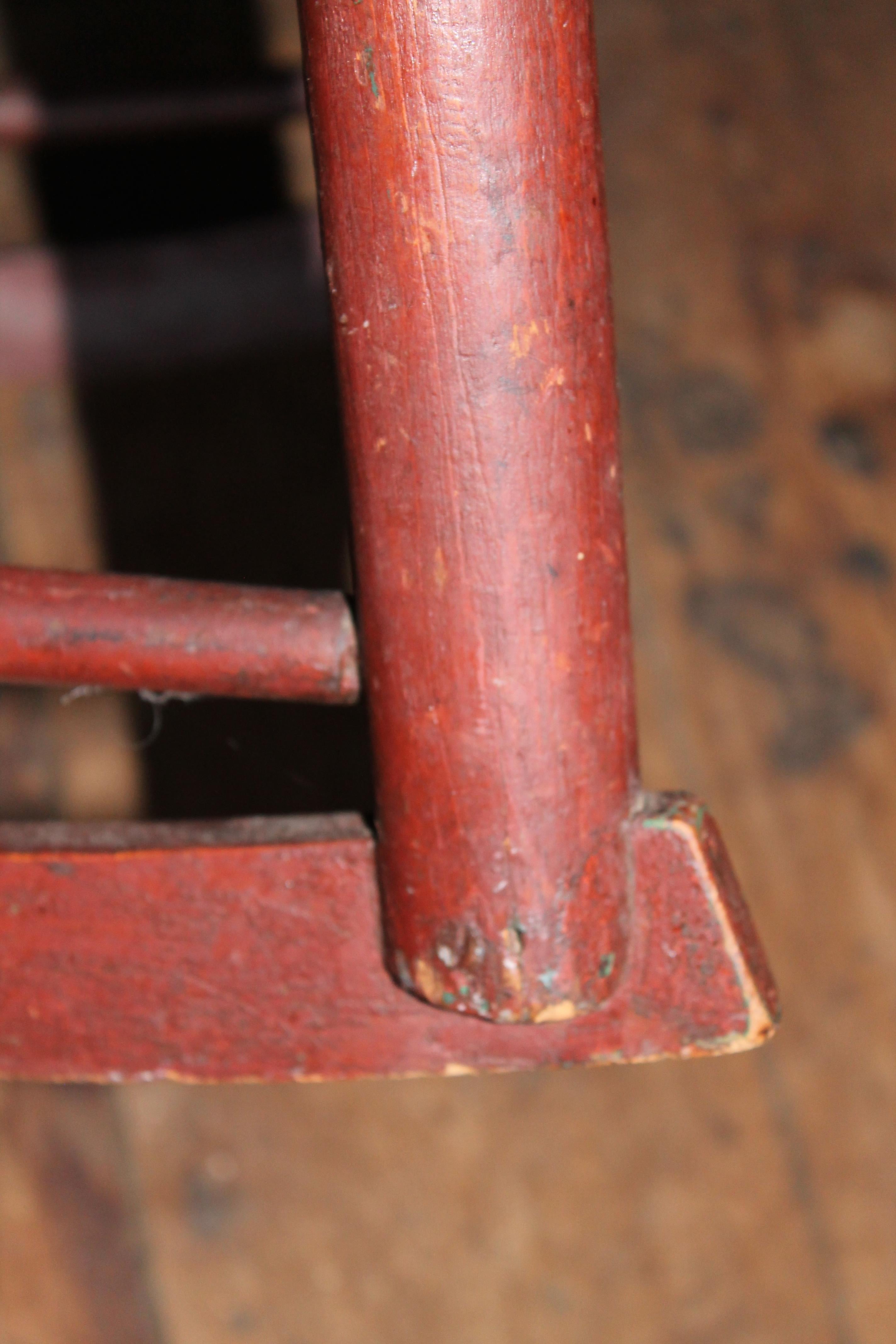19th Century Shaker Rocker Old Red Paint Surface 3