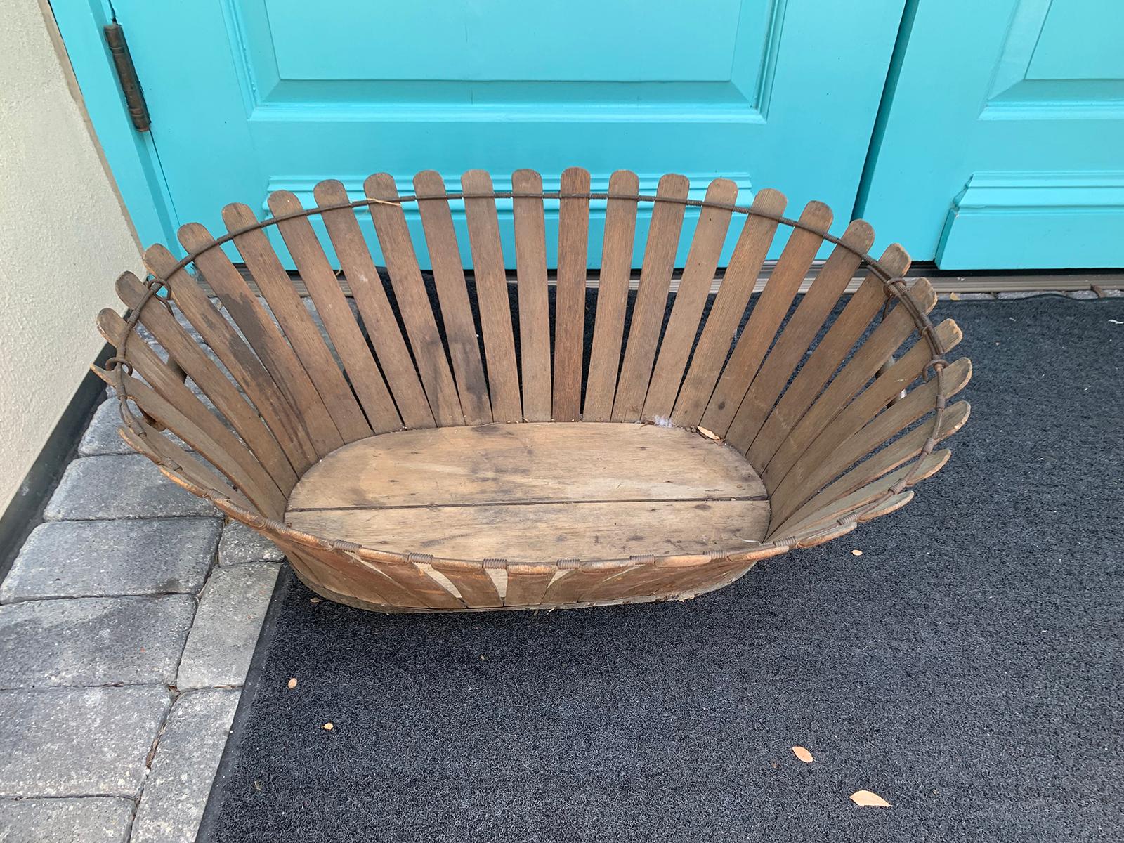 19th Century Shaker Wooden Splat Basket 1
