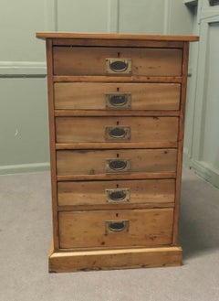 19th Century Shallow Pine Filing Drawers, A Filing Cabinet with 6 Drawers