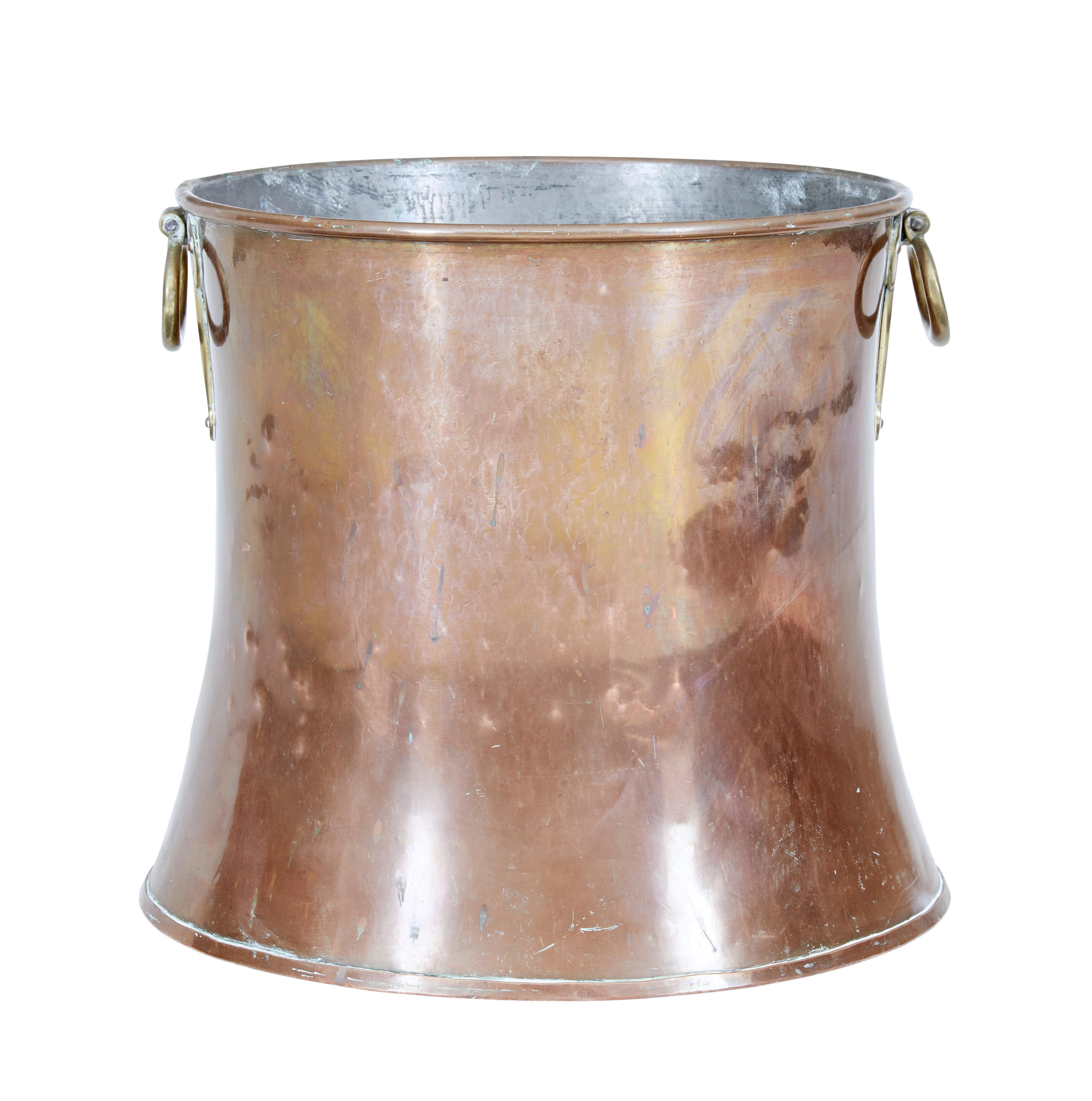 Arts and Crafts 19th Century Shaped Copper and Brass Log Bin