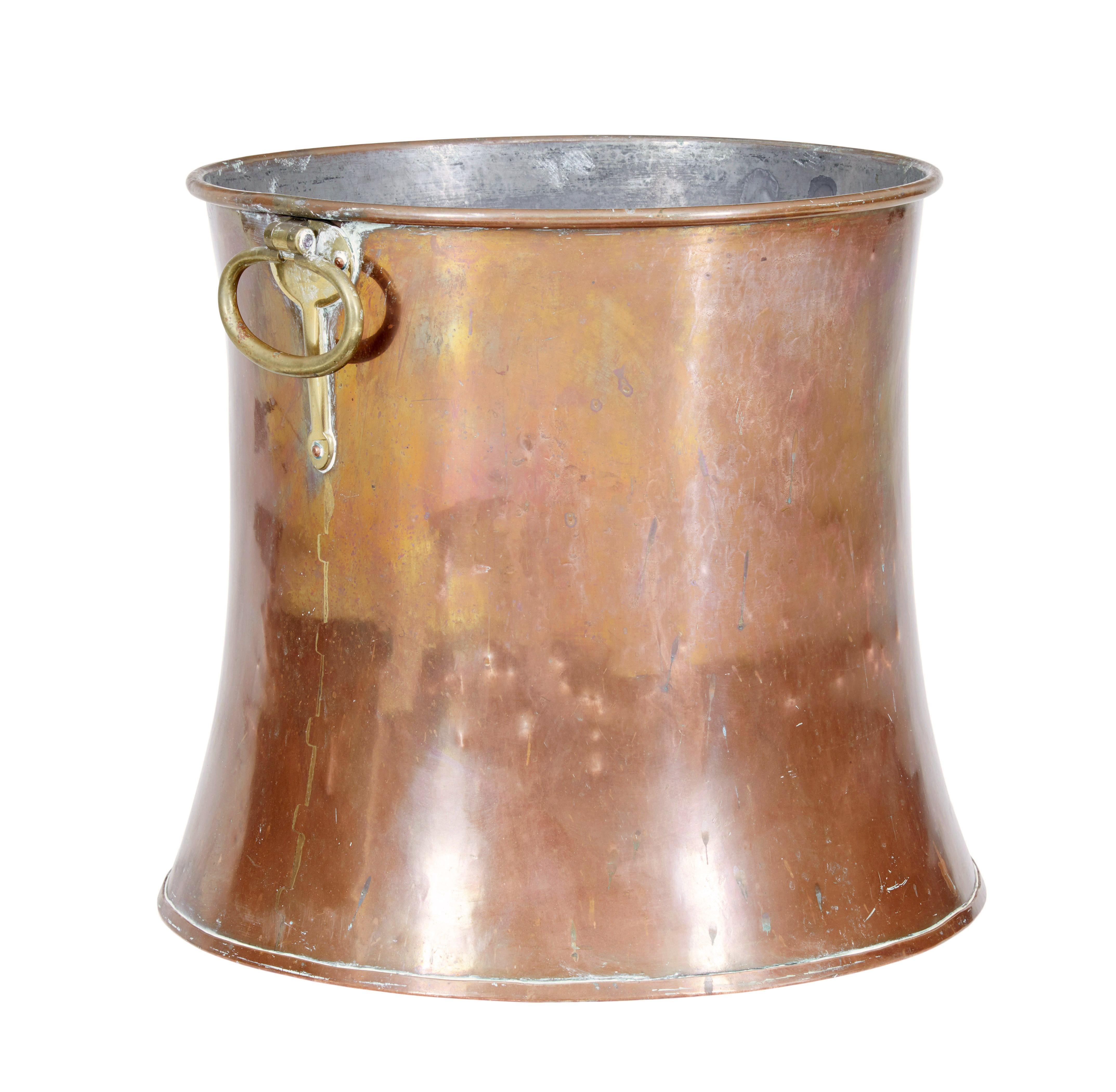 Victorian 19th Century Shaped Copper and Brass Log Bin For Sale