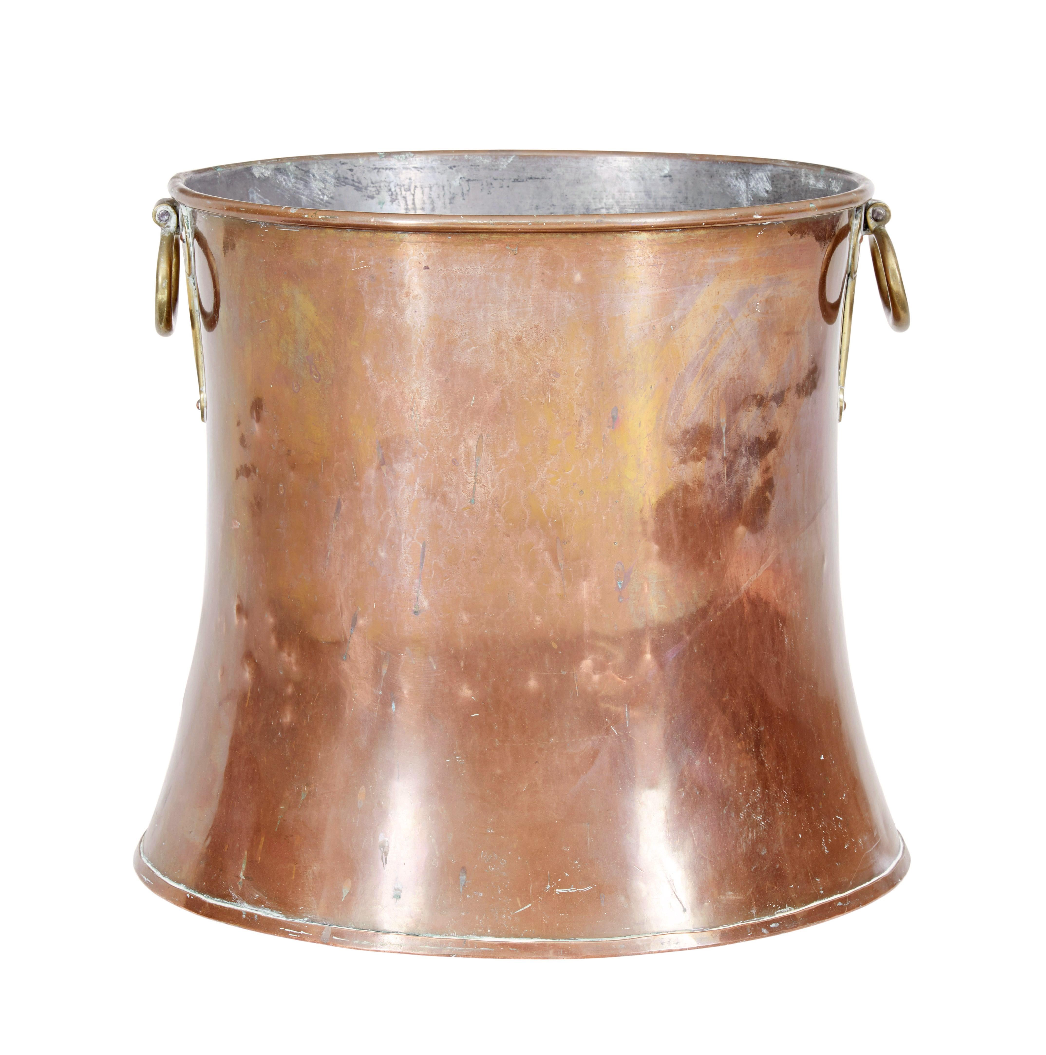 Swedish 19th Century Shaped Copper and Brass Log Bin For Sale
