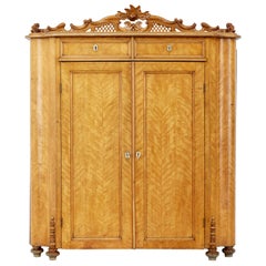 Antique 19th Century Shaped Swedish Carved Birch Sideboard