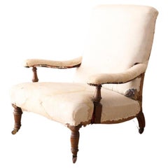 Antique 19th century shapely open armchair