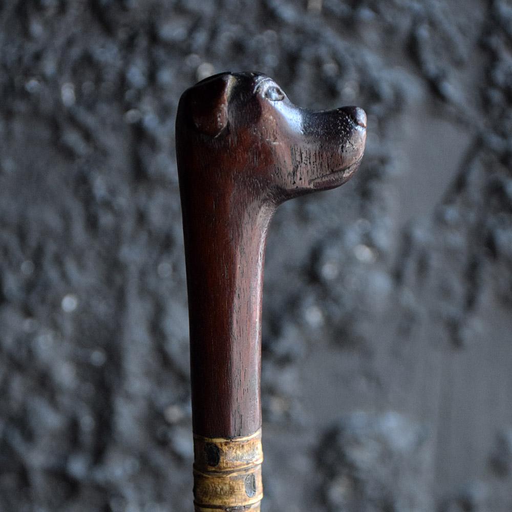 19th century Shark Vertebrae Folk Art walking cane
We are proud to offer a late 19th century shark’s vertebrae Folk Art walking cane, with a wonderfully hand carved dogs head handle. With original brass tip still attached, aged patina across the
