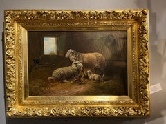 19th Century Original Oil Sheep Painting