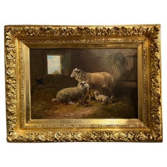 19th Century Original Oil Sheep Painting