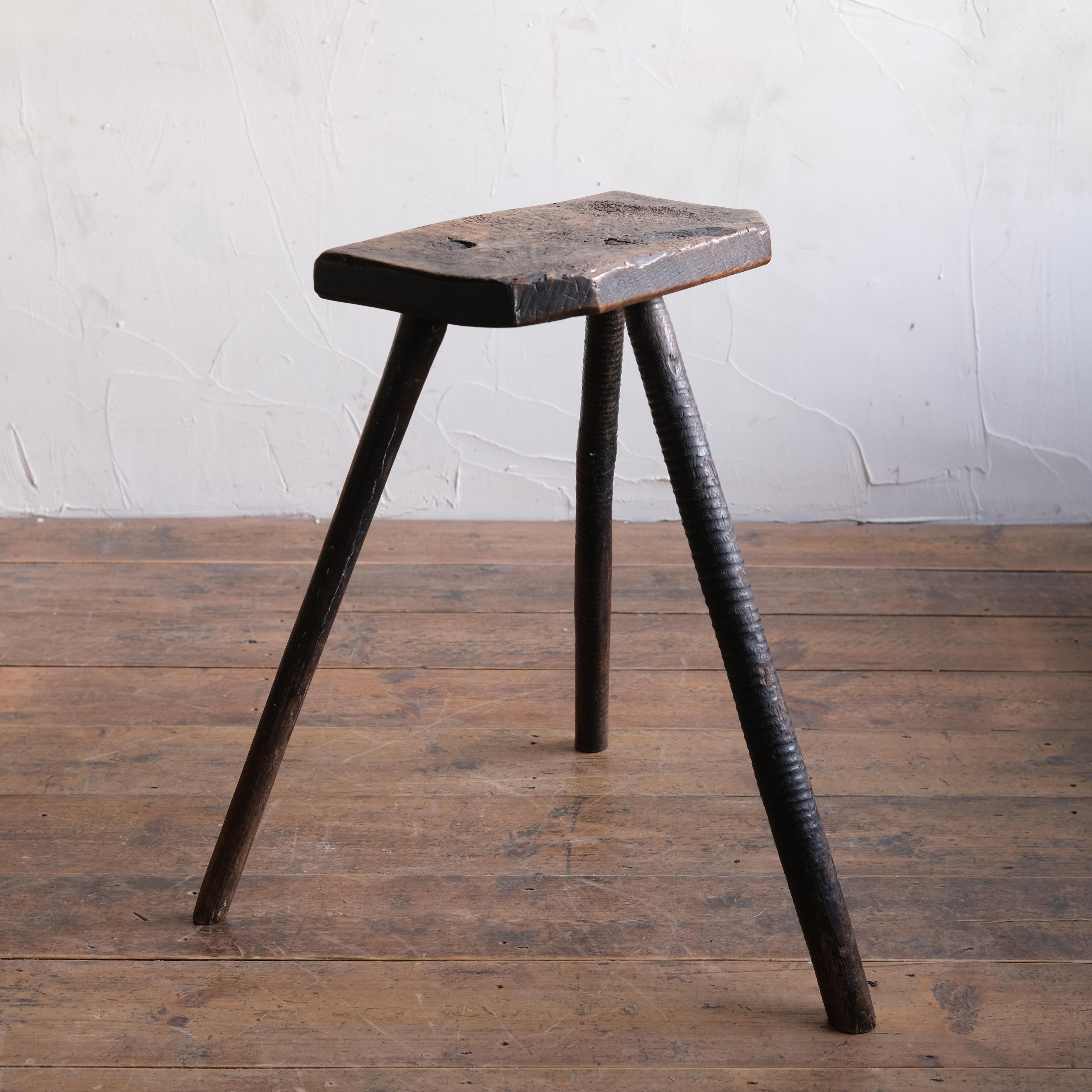 A 19th century cutlers stool. The ring turned legs are we specific to Sheffield where the cutlery industry was huge due to its output of steel. It appears the stool has had a leg replaced which does seem to be period and I think it shows that this