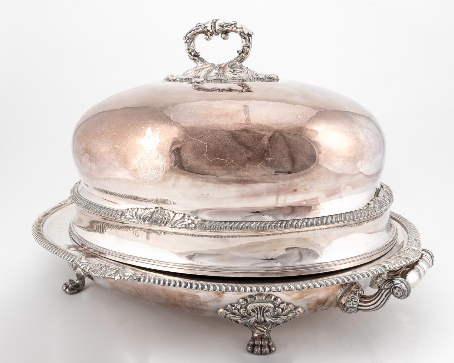 English 19th Century Sheffield Plate Regimental Meat Dome