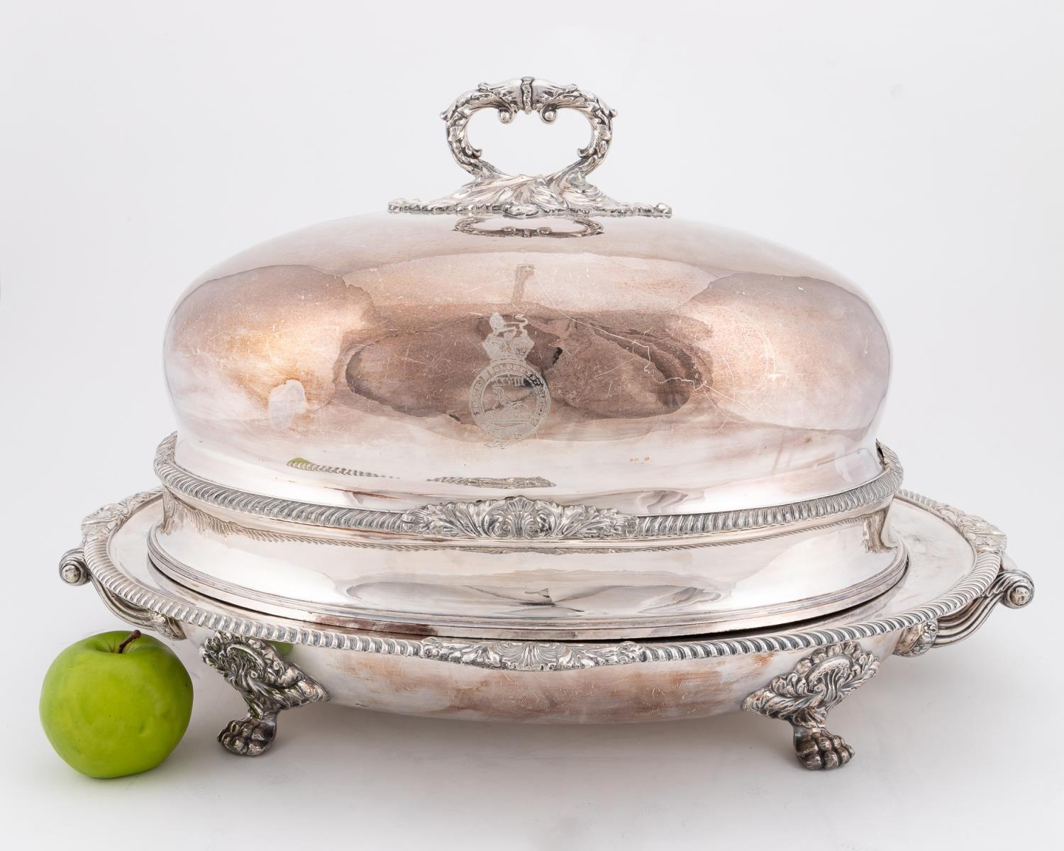 19th Century Sheffield Plate Regimental Meat Dome In Good Condition In Atlanta, GA