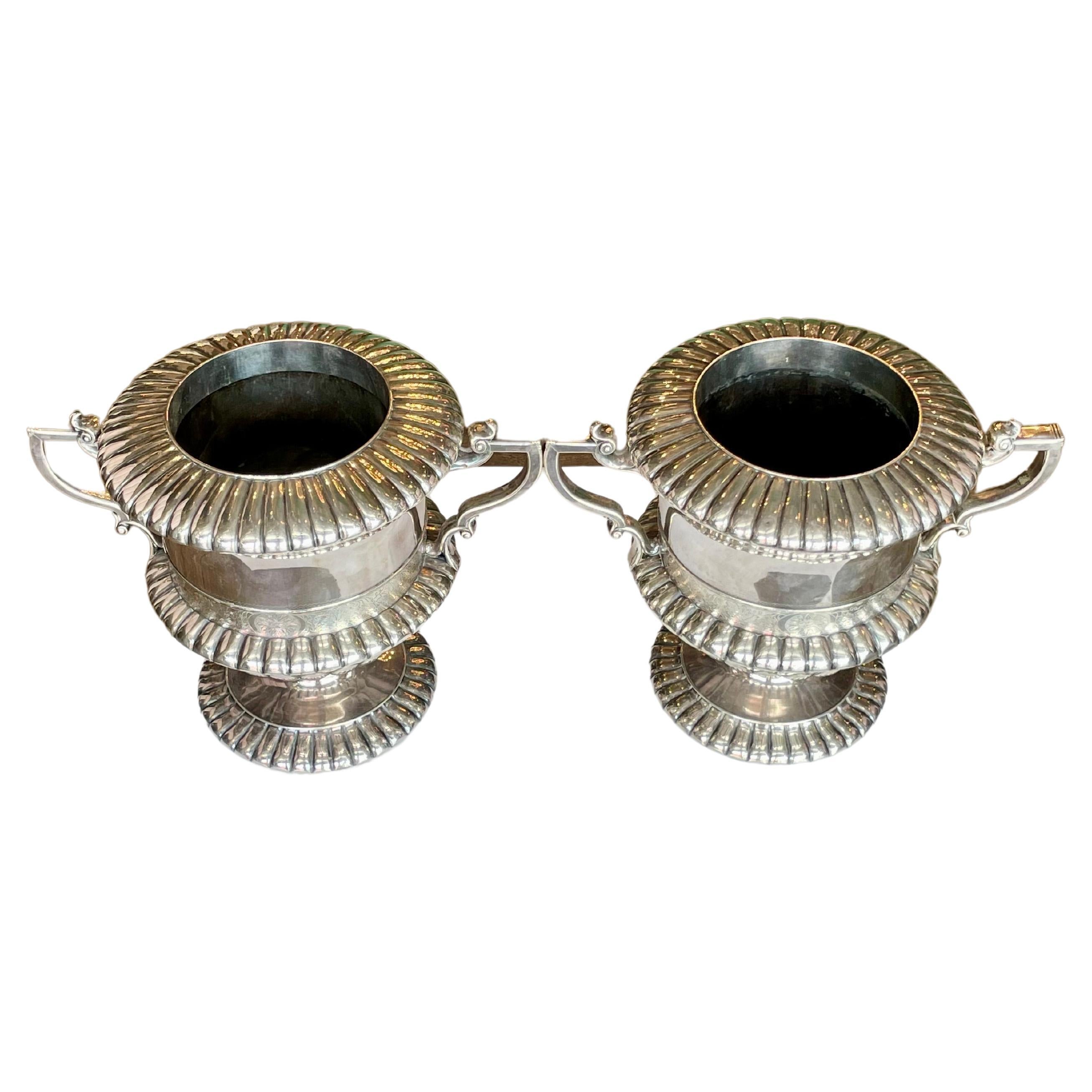 Victorian 19th Century Sheffield Silver-Plated Wine Coolers For Sale