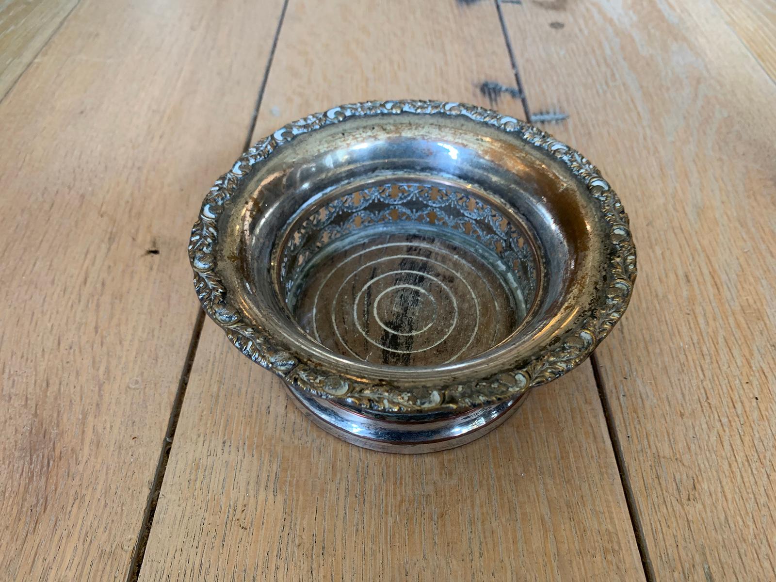 Silver Plate 19th Century Sheffield Silvered Wine Coaster For Sale