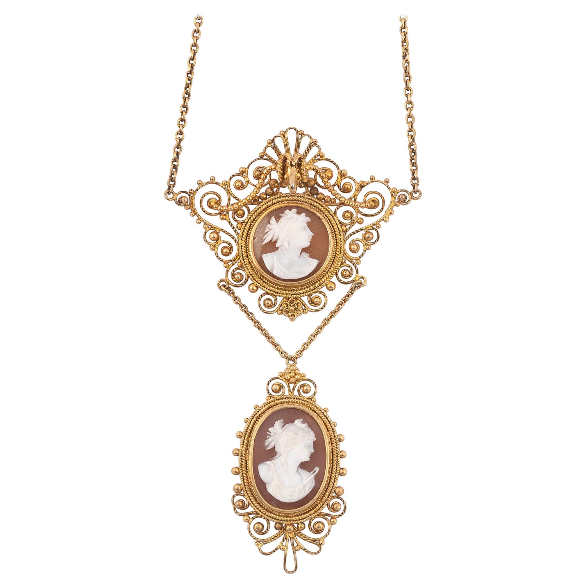 Collana con cammeo di conchiglia del XIX secolo In condizioni ottime in vendita a Firenze, IT
