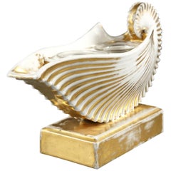 Antique 19th Century Shell-Shaped, White Porcelain Inkwell