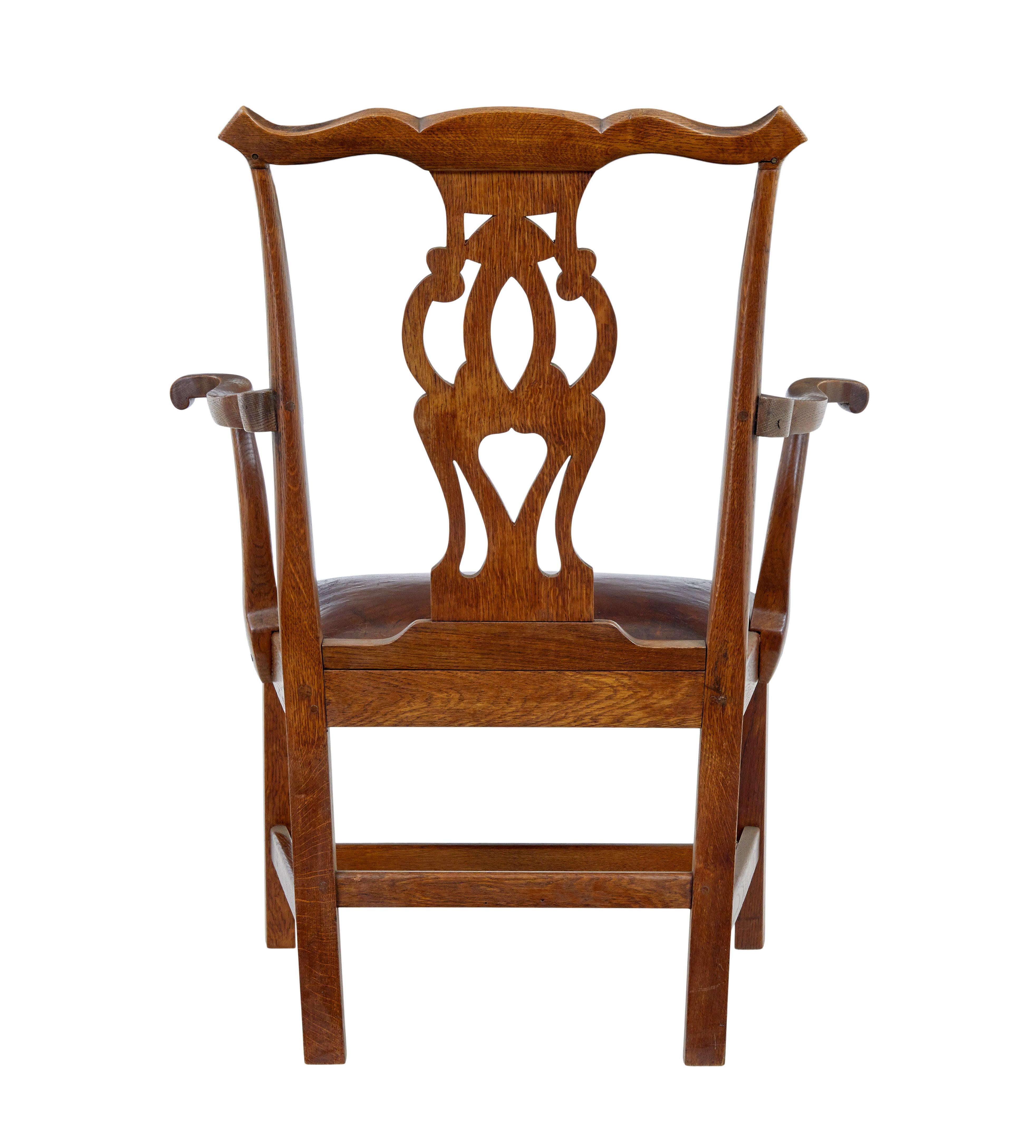 Hand-Carved 19th Century shepherds crook oak armchair For Sale