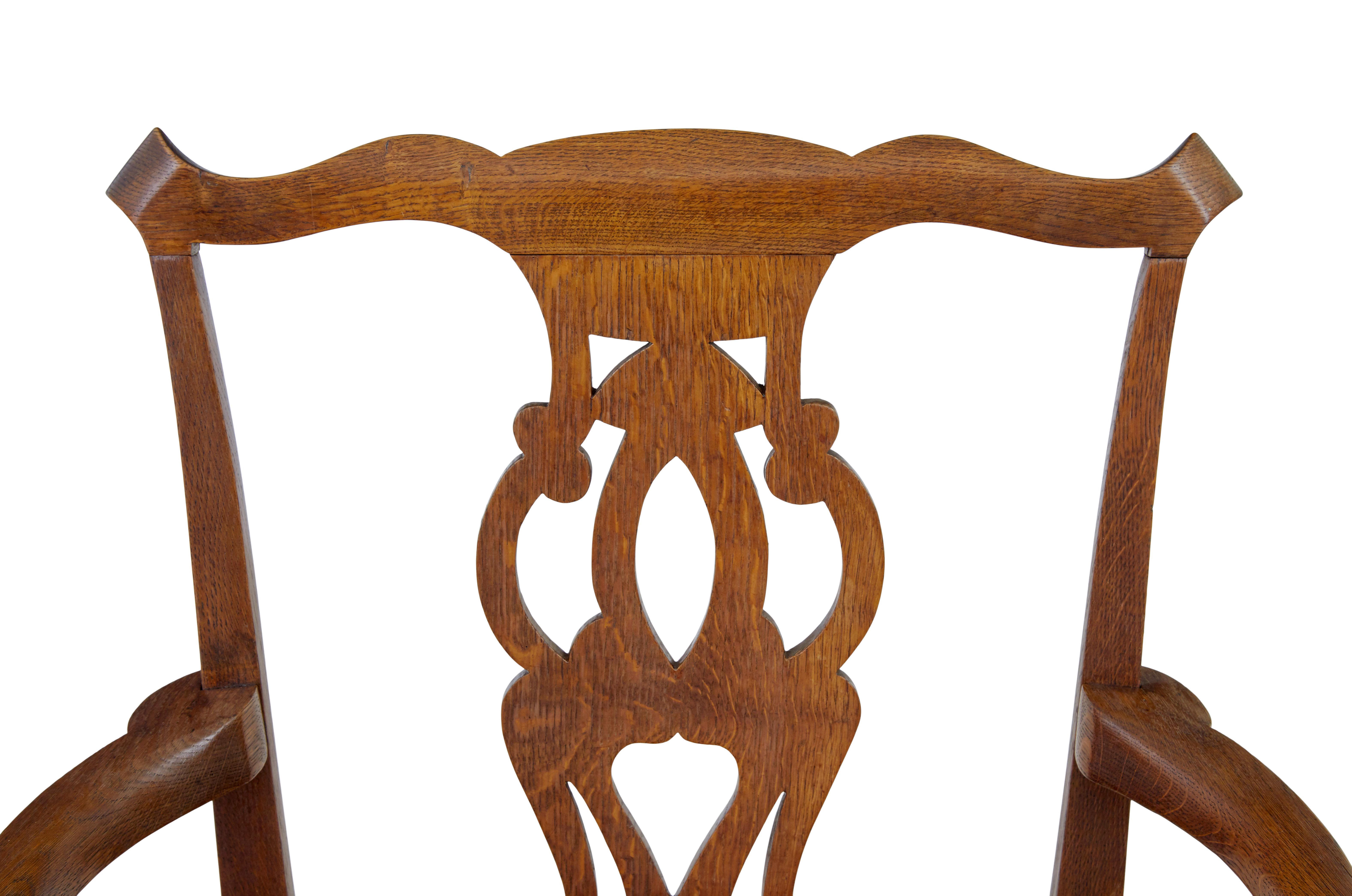 Cuir 19th century shepherds crook oak armchair en vente
