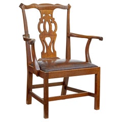 19th century shepherds crook oak armchair